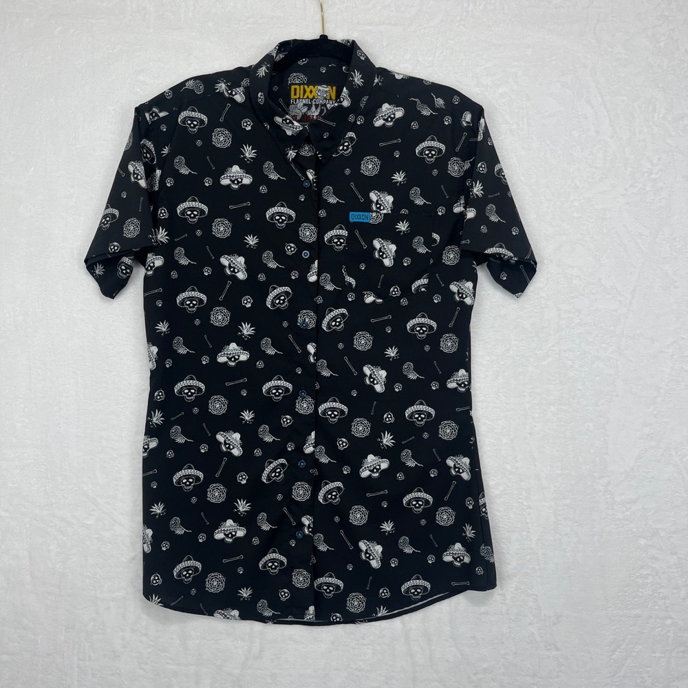 Dixxon El Jalisco Button Up Shirt Women XL Black Sugar Skull Sombrero PartyShirt